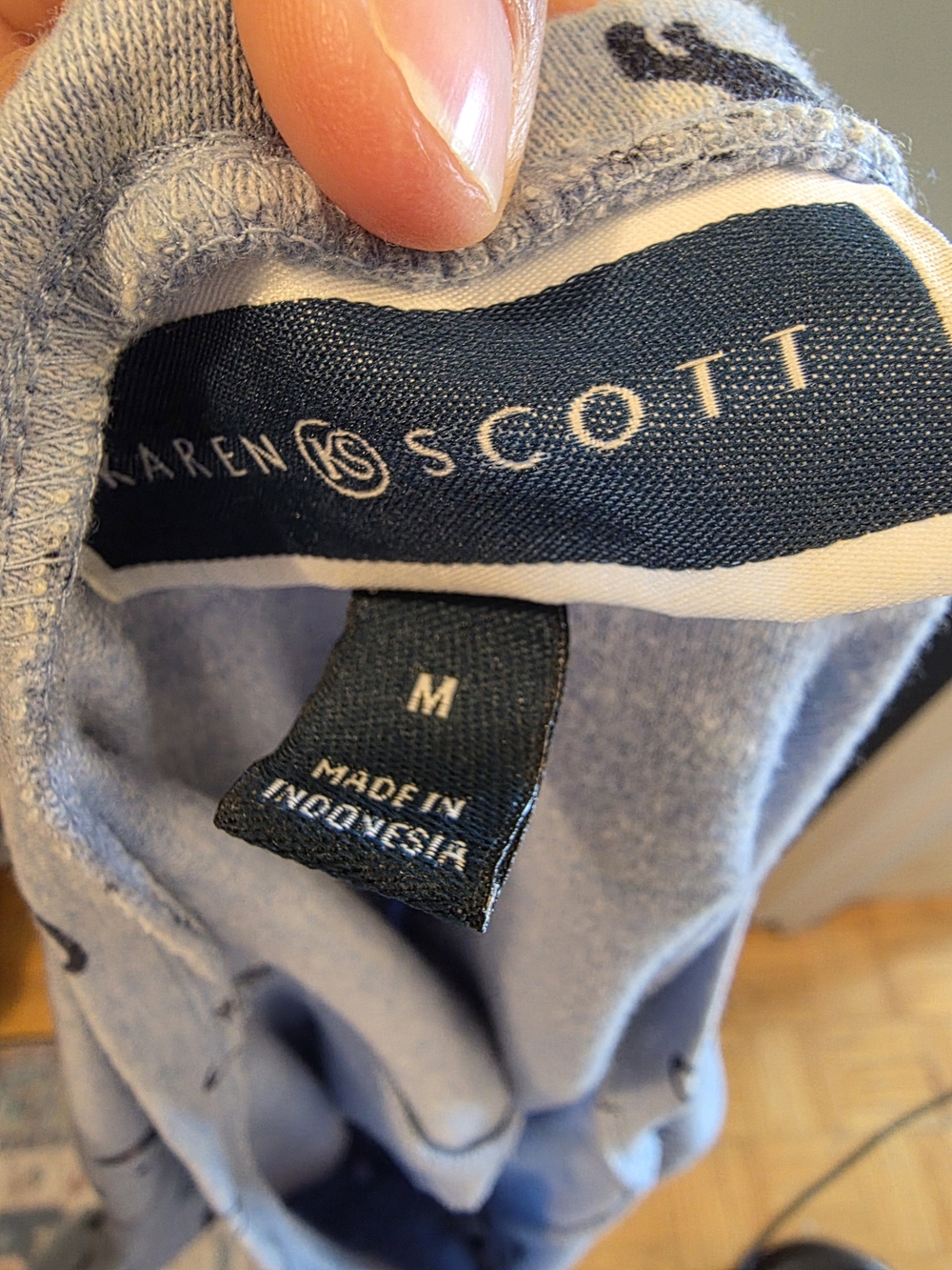 Karen Scott Light Blue Cat Print Short Sleeve Henley Top - Picture 5 of 7